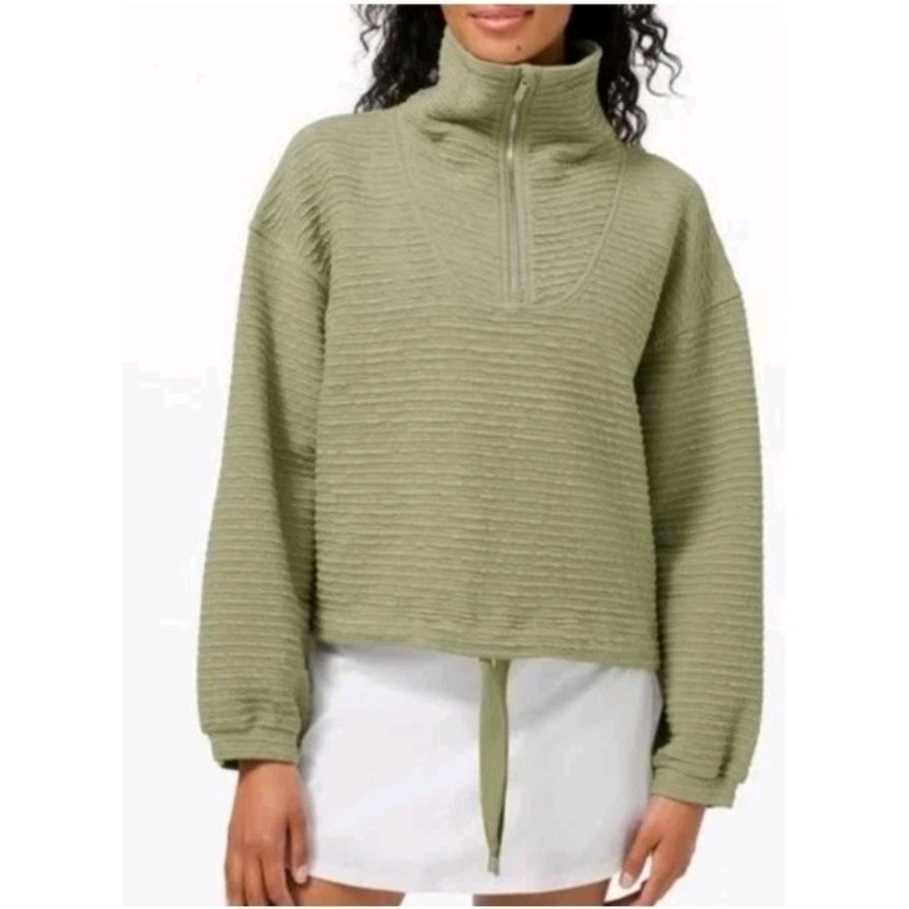Lululemon Womens‎ XL/XXL 1/2 Zip Pullover Textured Rosemary Green